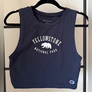 Champion Yellowstone Park Navy Logo Crop Top